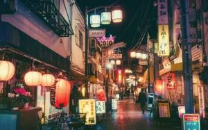 Colorful lanterns of Japanese streets