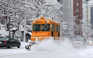 Snow removal tram in Sapporo