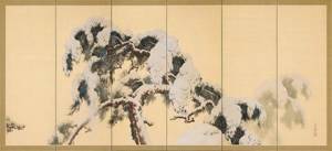 Yamamoto Shunkyo. Spirit of hawks on snowy pines 