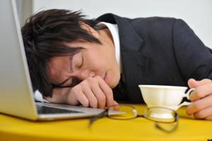 Japanese man fell asleep at his workplace