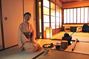 Japanese woman in a tea house