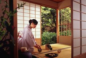 Japanese woman making tea