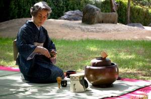Japanese woman brewing tea